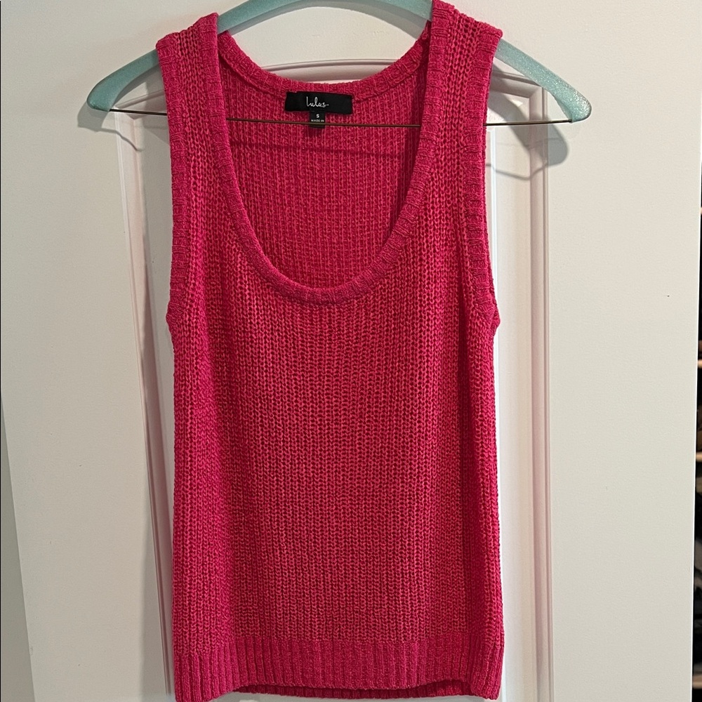 Lulu's Vibrant Pink Knit Tank Top